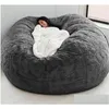 Capas de cadeira Ers Super Grande 7ft Nt Fur Bean Bag Er Sala de estar Mobiliário Grande Rodada Soft Fluffy Faux Beag Lazy Sofá Cama Casaco Drop de D Dh5Vq