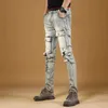 Mäns jeans 2023 Vår/sommar Ny herr mode trend retro fötter byxor herr casual smal passform bekväm hög kvalitet elastiska jeans j240328