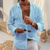 2024 nova camisa masculina de linho cott manga lg lapela solta confortável blusa masculina primavera verão sólida camisa casual roupas masculinas 83yt #
