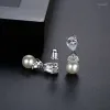 Kolczyki żyrandolowe Dangle Slbridal Ustawienie mody CZ CZ Crystal Kości słoniowej Perła Bridal Earring Klasa Cubic Cydron Pearls Dostawa OTH1F