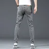 nuovo marchio Fi Slim grigio blu skinny jeans da uomo Busin casual classico Cott tendenza elastico gioventù matita pantaloni in denim b6Bw #