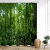 Shower Curtains Forest Curtain Rainforest Number Wood River Green Nature Scenery Mountain Print Home Bathroom Decoration With Hooks