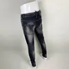 Jeans da uomo High Street Fashion Uomo Retro Nero Grigio Stretch Skinny Fit Pantaloni di marca Hip Hop firmati strappati rattoppati