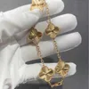 Designer fashion V Gold Van Lucky Clover Laser Double sided Thick Plated 18k Rose Bracelet Female Impossible Design