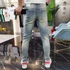 2023 Nouveaux hommes Skinny Ripped Jeans Streetwear Fi Mendiant Patch Hommes Crayon Pantalon Bleu Slim Denim Pantalon Jeans Casual pour hommes 20sC #