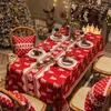 Table Cloth Cotton And Linen Waterproof Tablecloth 2024 Christmas Year Rectangular Printed Tablecover