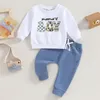 Kläduppsättningar småbarn Baby Boy Outfits Mamas Fall Winter Clothes Set Långärmad brev Sweatshirt Topp Jogger Pants