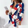 Costumes de femmes Blazers Femme Fashion Fashion Rainbow Collier narclé Cardigan Automne Spring Elegant Elegant Casual Long manchet de DH8AU