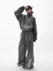 Damen Zweiteilige Hose Y2K Gorpcore Hosen-Sets Streetwear Vintage 90er-Jahre-Set Übergroßer Trainingsanzug Weites Bein Track-Hip-Hop-Jacke
