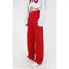 Plus Size Red High Waist Damen Jeans Weites Bein Baggy Chic Design Denim Hose Streetwear Vintage Sommer Straight Jean Hose 240314