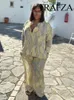 Trafza Woman Fi Vintage Printed Trousers Summer Woman Tie-Dye Patchwork High midje Bow Tie Elastic Midje breda benbyxor N5BX#