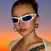 Zonnebril Y2K Hiphop-zonnebril met klein frame Buitensporten Gesloten lus Bril Maandecoratie J240328