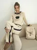 Zwei Stück Set Frauen Outfit 2023 Winter Stickerei Pullover Passenden Sets Stricken Trainingsanzug Casual Wear Für 240314