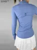 Slim Zipper Yoga Wear Women LG Sleeve Stand Collar Soft Sports Gym Workout Clothing High Elasticity Athletic Jacket Lady Top 710n#