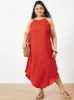 Vonda Plus Size 5XL 2023 Summer Maxi Dr Women Sreevel Backl Bohemian Party Beach Beach Sundr Casual Halter LG Robe H61b＃