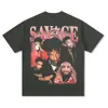 مصمم T Shirt Mens Polo Vintage Hip Hop Rap 21 Savage Princed Long Sleeved Sleeved Sleeved T-Shirt مغسول في القطن النقي.