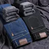 2023 зимние мужские теплые облегающие джинсы Busin Fi утепленные джинсовые брюки флисовые эластичные брендовые брюки синие размеры 28-40 r2AR #