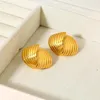 Stud Earrings PVD 18K Gold Plated Stainless Steel Striped Textured Studs For Women Hypoallergenic Geometric Party Gift