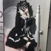 Seksi Sevimli Dantel Yukarı Siyah ve Beyaz Maid Dr Rol Oyun Kostüm Şeffaf Chiff Cosplay Anime Üniforma Temptati Takım M4WJ#
