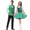 Halen St. Patrick's Day Irish Lucky Clover Goblin Para Kostium Niemcy Oktoberfest Bawarian Beer Girl Maid Cosplay Dr A8UX#