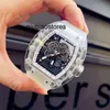 고급 시계 트렌드 투명 055 완전 자동 기계식 흰색 테이프 남성 디자이너 방수 손목 시계 스테인리스 스틸