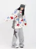 qweek Y2K Vintage Star pantalons de survêtement femmes Harajuku rétro Streetwear Patchwork Jogger pantalon surdimensionné Hip Hop gris sport pantalon 536z #