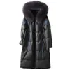 natural Fur Collar Hooded Down Coats Women Retro Floral Luxury Sheepskin Leather Jackets 2022 Winter Thick Warm Female Outerwear b4pa#