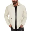Homens Primavera Casaco Men Solid Color Jacket Men's Slim Fit Waffle Texture Jacket com bolsos com zíper Turn-down Collar Soft para LG a7lC #