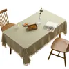 Inyahome klassische karierte Tischdecke, rechteckig, grün, weiß, Büffelkaro mit Quaste, Picknick-Tischdecke aus Gingham-Baumwolle, 240312