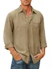 Mannen Shirts Cott Denim Lg Mouw Casual Effen Kleur Revers Shirt Heren Lente Herfst Fi Vintage Jeans Shirt Tops S-5XL k7p3 #