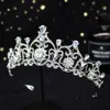 Jasnoniebieski kryształowy tiara korona księżniczka ślubna opaska na głowę biżuteria do włosów akcesoria moda