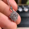 Ciondolo con diamante taglio principessa cz vero argento sterling 925 pendenti da sposa per feste collana a catena per le donne gioielli con fascino da sposa23 80222e