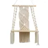 Tapisserier handvävda tapestry rack hyllvägg hängande bomull rep bohemisk macrame förvaring trä dekorativa ornament