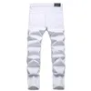 high street mens raka hål rippade jeans distraherade denim byxor män fi hip hop vit svart stuga jeans vaqueros hombre h97m#