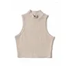 Dames Tanks Camis Y2K Zomer Zwarte Dames Mode Crop Top Hoge Hals Witte Mouwloze Tank Tops 5 Kleuren Drop Levering Kleding Clothin Otedv