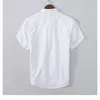 sommar- och våren ny casual smal kortärmad skjorta för män all-match fast färg vit 100% sträva last män kläder b1611 b3zs#