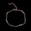 Bracelets de cheville en gros-1pcs unique Nturquoise perles chaîne d'argent bracelet de cheville souvenir bracelet de cheville bijoux de pied rapide nouvelle mode livraison directe Dhlwn