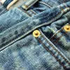 Sauzhan Heren Jeans Distred Moustache Effect W Seedge Denim Jeans Motorfiets Regular Fit Rechte Been 14 Oz Y2Zj #