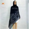 아프리카 패션 무슬림 스카프 터번 여성 중간 크기 스팽글 자수 시폰 이슬람 히잡 파시미나 자수 라마단 두바이 240314