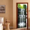 Stickers Door Sticker Waterfall Nature Landscape 3D Photo Wallpaper Waterproof Door Wallpaper Selfadhesive Wall Decals Home Decoration