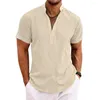 Men's Casual Shirts Stand-up Collar Men Top Shirt Stylish Summer With Stand Breathable Fabric For Wear