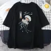 zwemmen kleurrijke kwallen print man cott t shirts Japanse casual korte mouw extra grote crewneck kleding fi heren tops Q115#