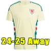 2024 Pays de Galles Soccer Jerseys Bale Wilson Allen Ramsey 24 25 Équipe nationale Rodon Vokes Home Football Shirt 20253 Hommes Enfants Kit Uniformes Johnson James Kit complet Chaussettes