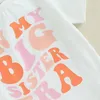 Zestawy odzieży Mandizy Baby Girl Ubranie Summer krótki rękaw zabawny liter