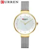 Curren Karien 9032ファッションアロイクォーツミニマリストの女性の光と薄いメッシュバンドウォッチ