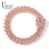 Bracelets uwin slink miami 12 mm rose gol couleur bracelet cubain rose alliage alliage congelé Hip Hop mode collier punk bijoux