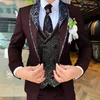 Beau costume pour hommes 3 pièces élégant marié mariage veste de smoking pantalon gilet personnalisé blazer formel pour homme l1GF #