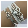 Charm Bracelets Fashion Infinity Love Heart Pearls For Women Men Cupids Arrow Braided Leather Chain Wrap Bangle Handmade Jewelry In D Dhiib