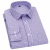 men's Lg Sleeved Shirt Busin Casual Classic Plaid Striped Checked Blue Purple Male Social Dr Shirts for Man Butt Shirt 81wC#