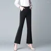 Женские брюки-клеш с боковой полосой для женщин с высокой талией OL, офисные капри, расклешенные женские брюки, одежда